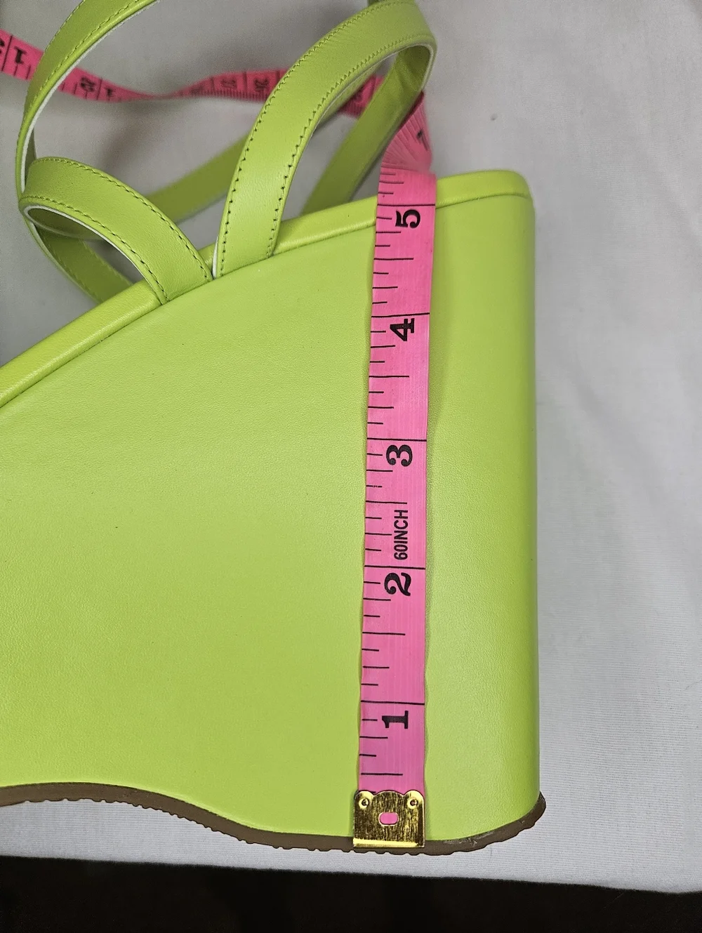 Michael Michael Kors Paola Platform Dress Sandal Bright Limeade Leather Strappy - Picture 11 of 12